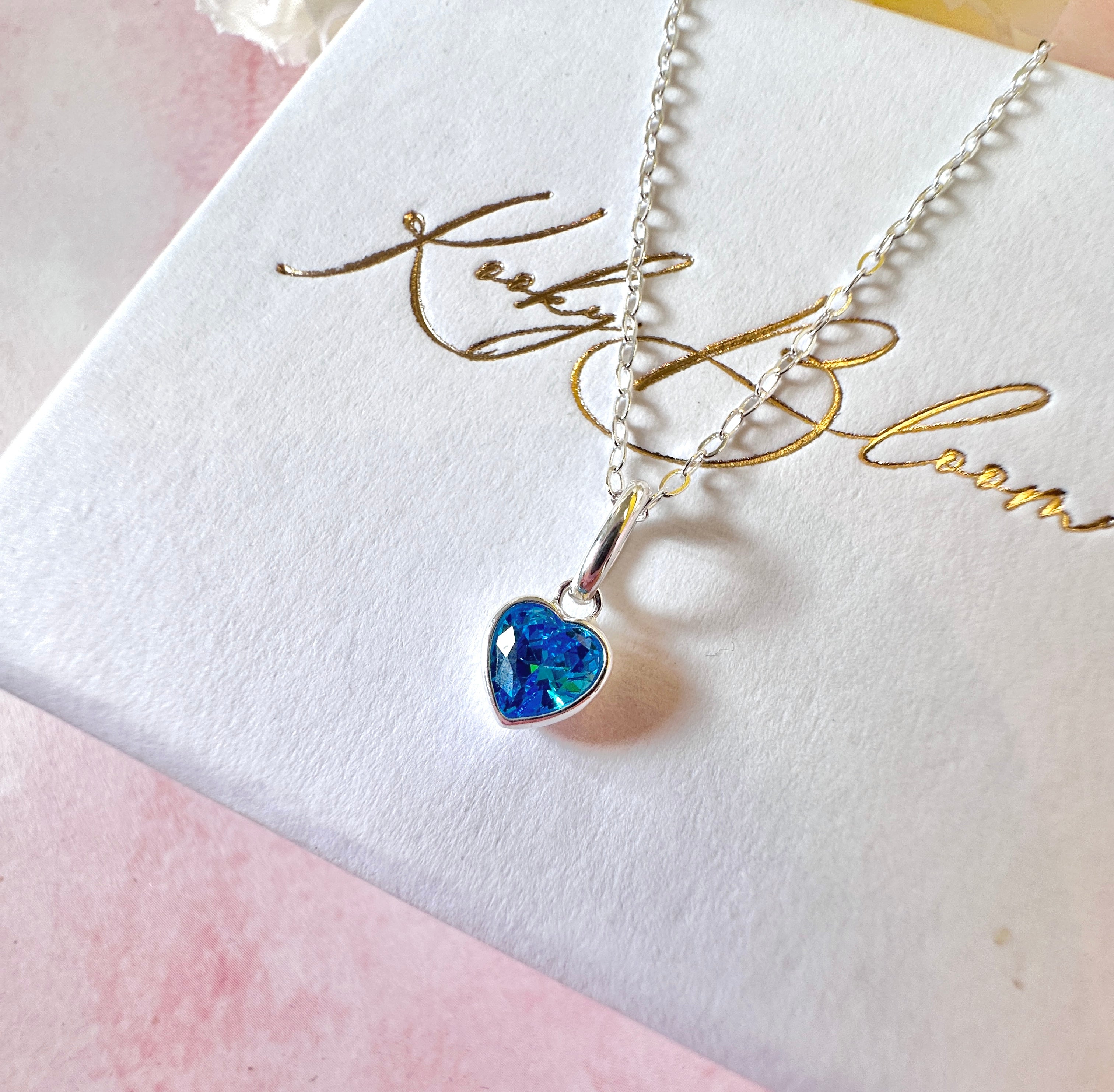 Sterling Silver Personalised HEART Birthstone necklace