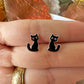 925 sterling silver Black cat stud earrings