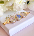 Gold triple forget me not bloom Hair slide