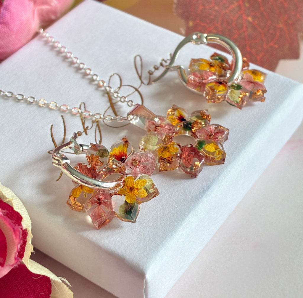 Autumn Sunflower bloom hoop earrings
