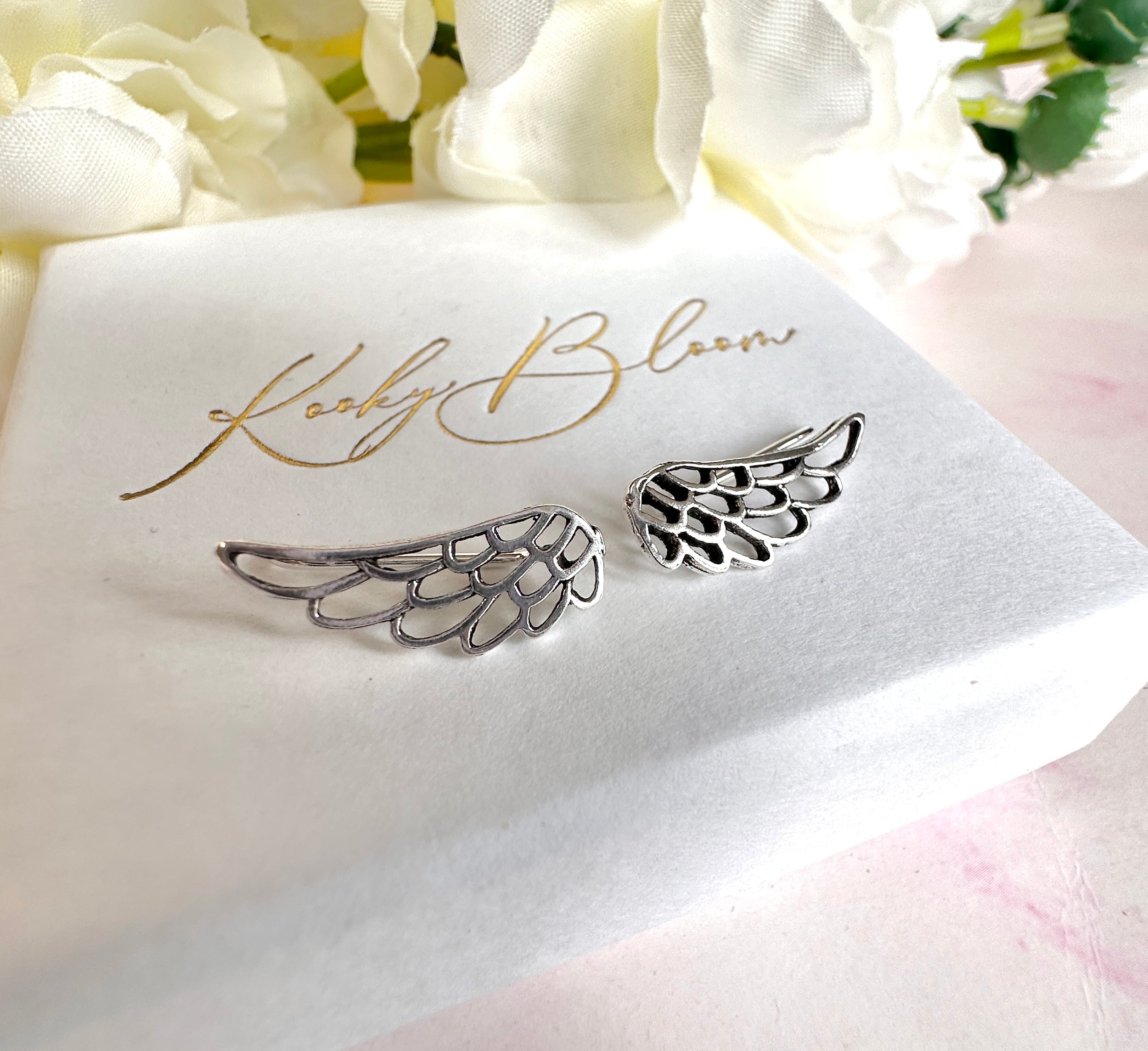 925 sterling silver angel wing ear climbers