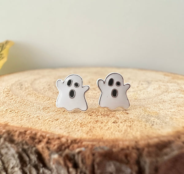 Kooky Kids Ghost sterling silver earrings