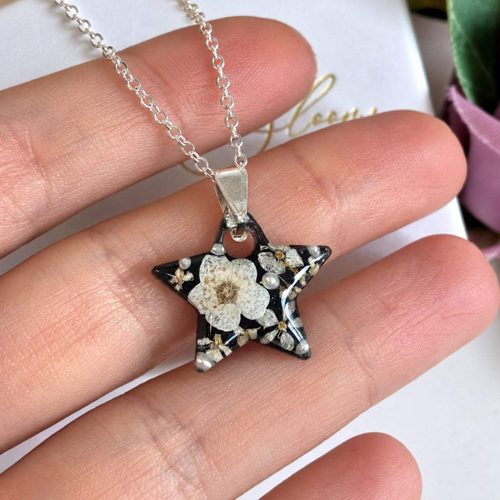 Silver Midnight Pearl Star necklace.