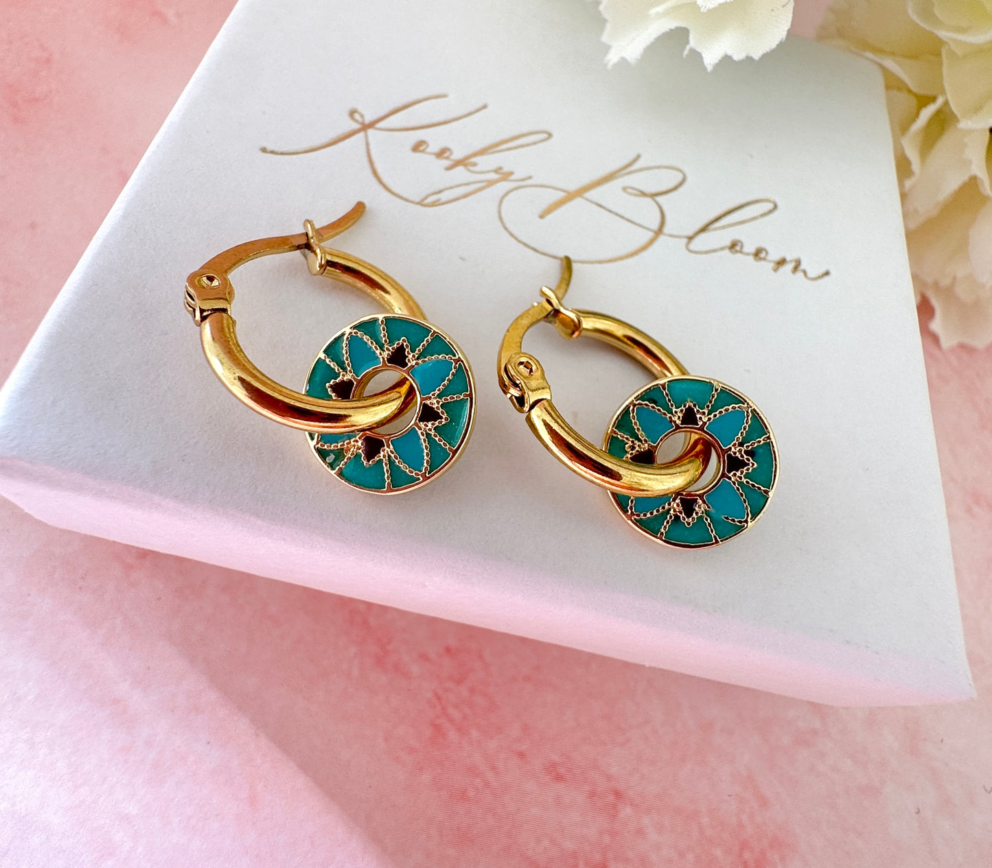 Gold Earrings Donut Hoop Earrings Gold Moroccan Style Donut Hoop