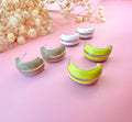 Silver Enamel stripe half Hoop stud earrings.