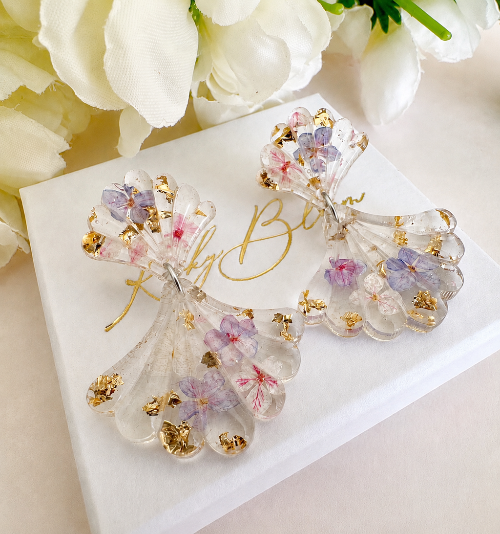 * Limited Edition * Fan drop stud earrings.