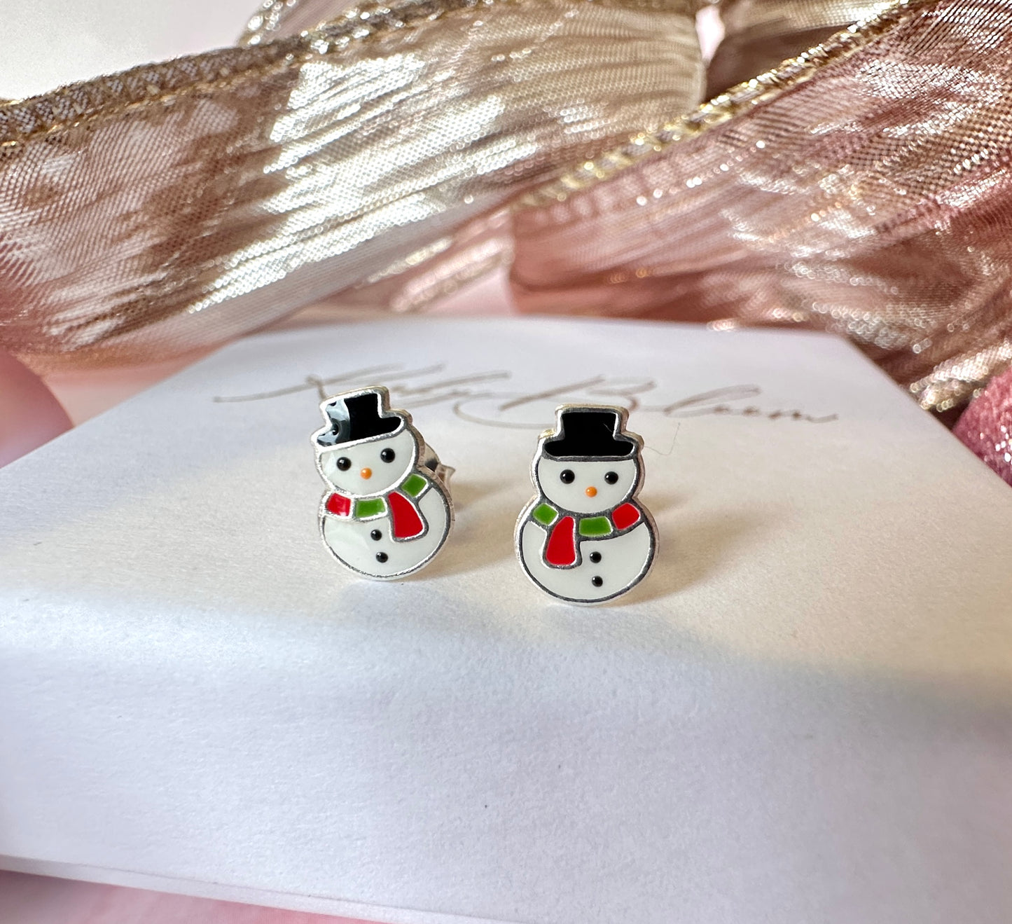 925 sterling silver Snowman stud earrings