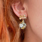 Gold White bloom Bauble Drop earrings.