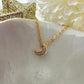 Gold Tiny CZ Moon Necklace.