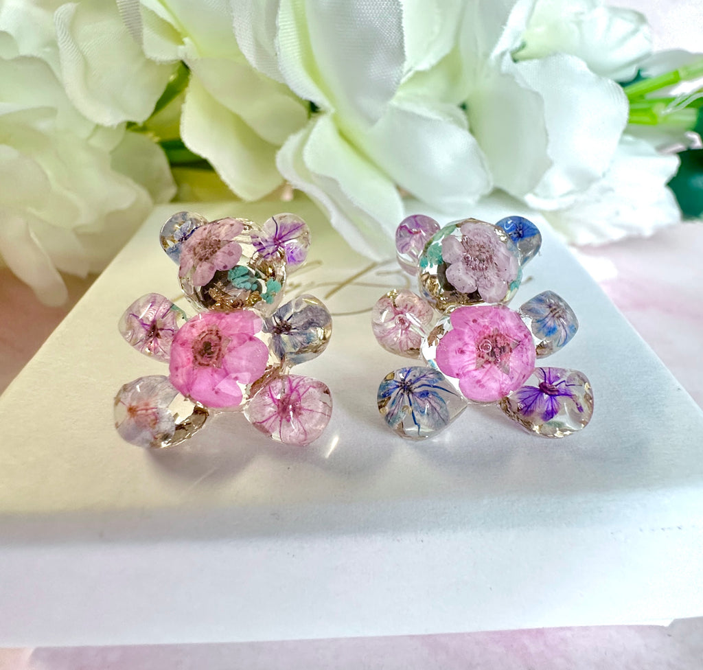 Bloom Teddy Bear 925 sterling silver stud earrings