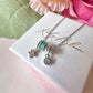 Silver Aqua Star cz Charm cluster necklace.