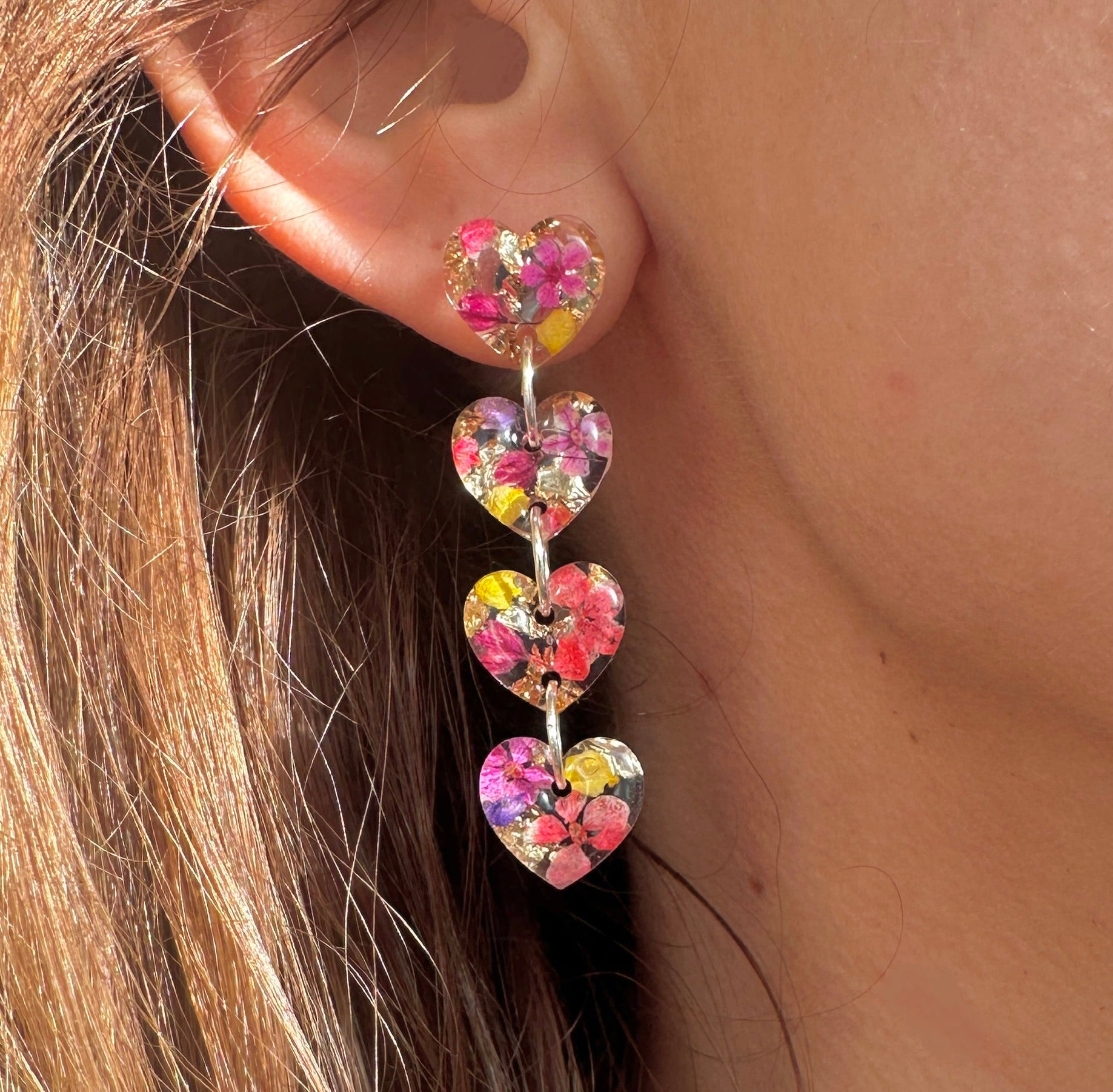 Bloom Heart Drop Silver earrings.