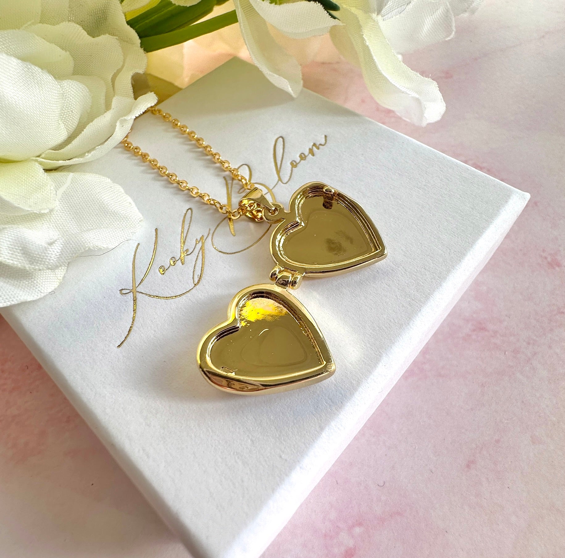 Gold Pearl Shell Heart Locket necklace.