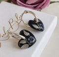 Mini Mystical Dark Bloom Heart Hoop earrings.