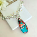 Chunky Pink blue Turquoise Jasper toggle clasp necklace.