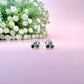925 Sterling silver Green diamanté Tri-Bead stud earrings.