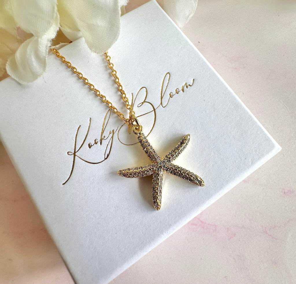 Gold cz starfish necklace.