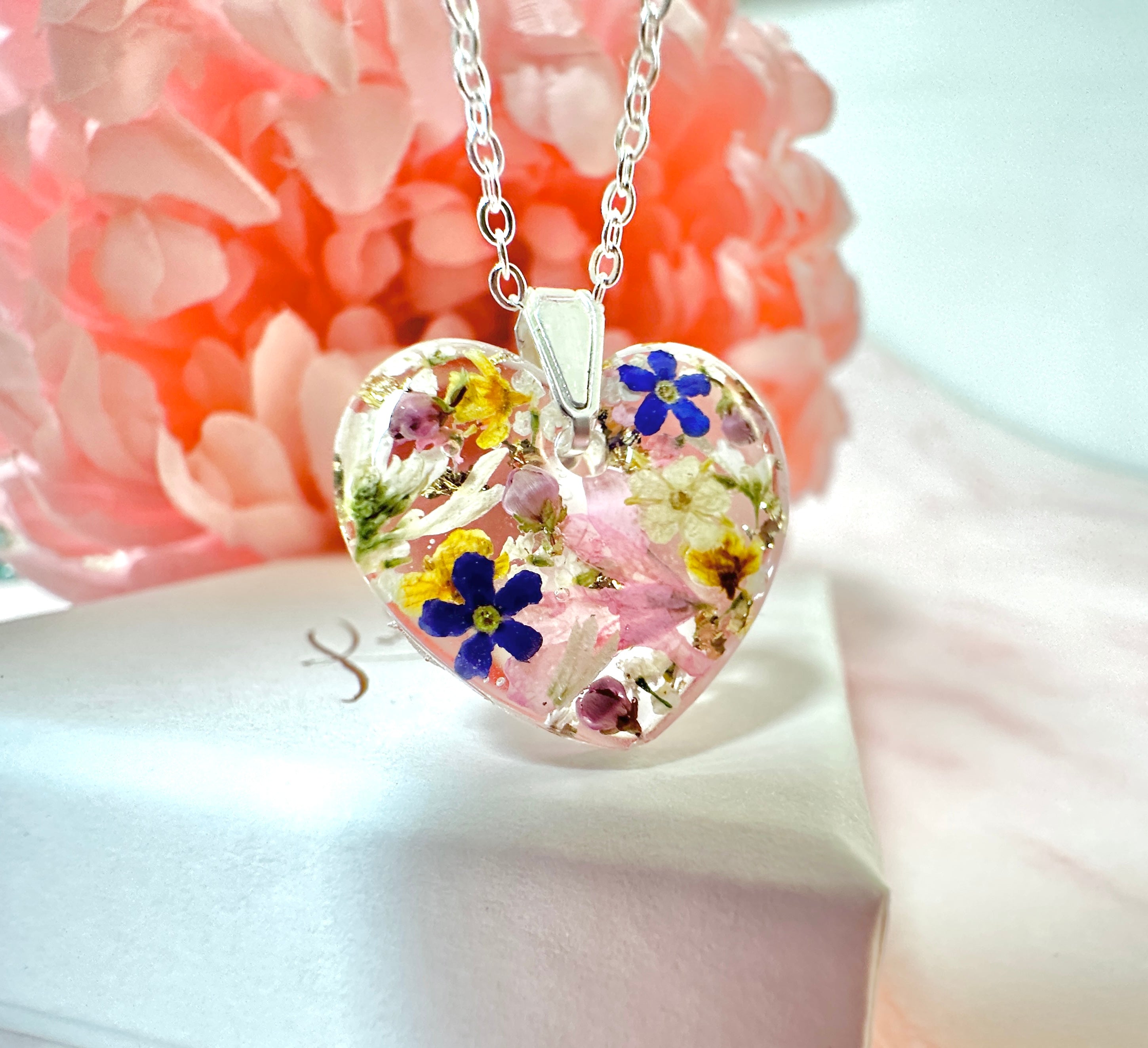 Wildflower bloom Heart necklace.