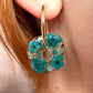 Turquoise Bloom Square gold Hoop earrings.