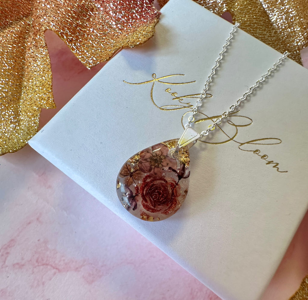 Silver chocolate teardrop necklace