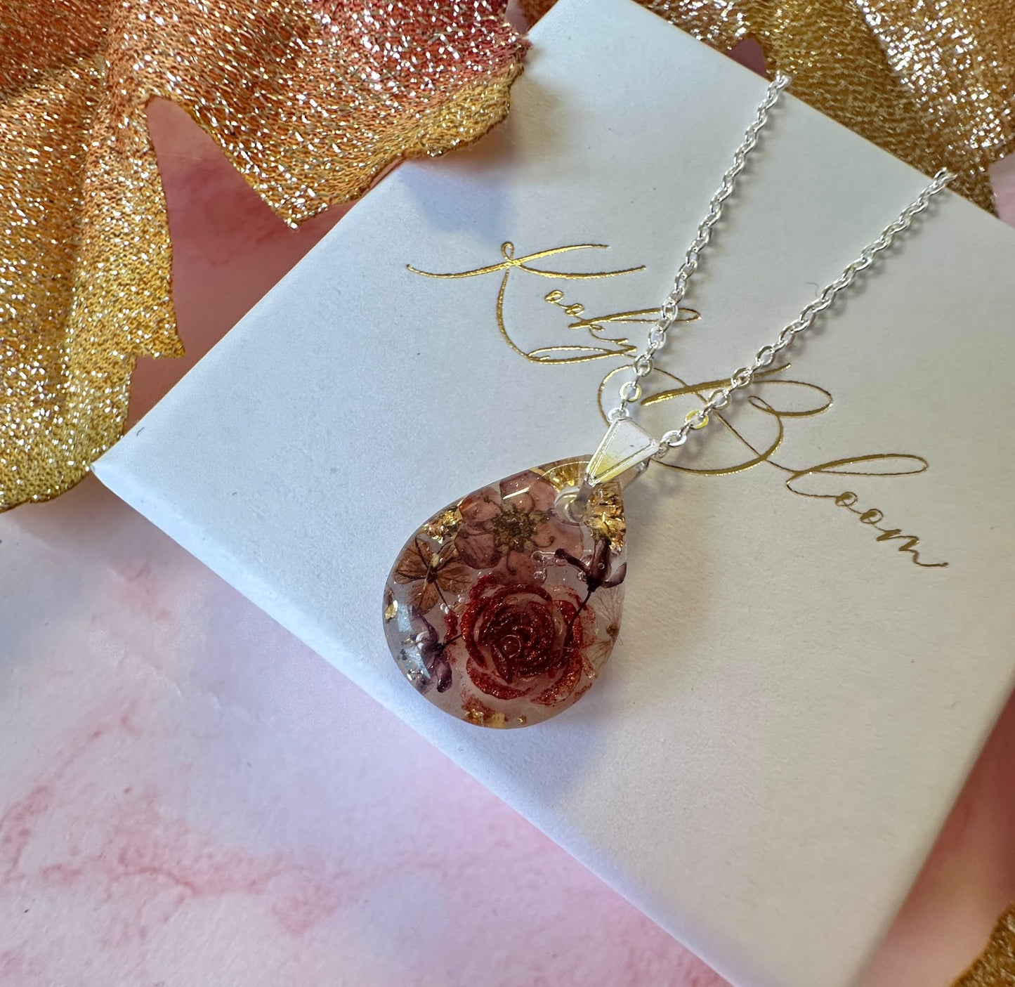 Silver chocolate teardrop necklace