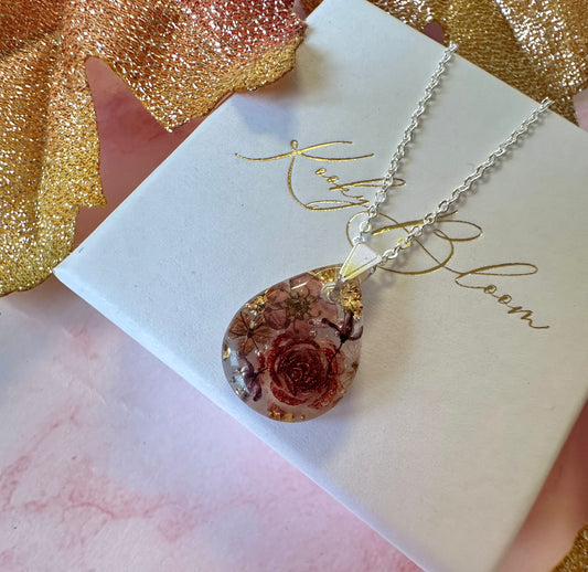 Silver chocolate teardrop necklace