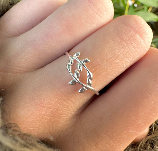 925 sterling silver Olive Branch Ring.