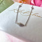 Silver dainty engraved star diamond necklace.