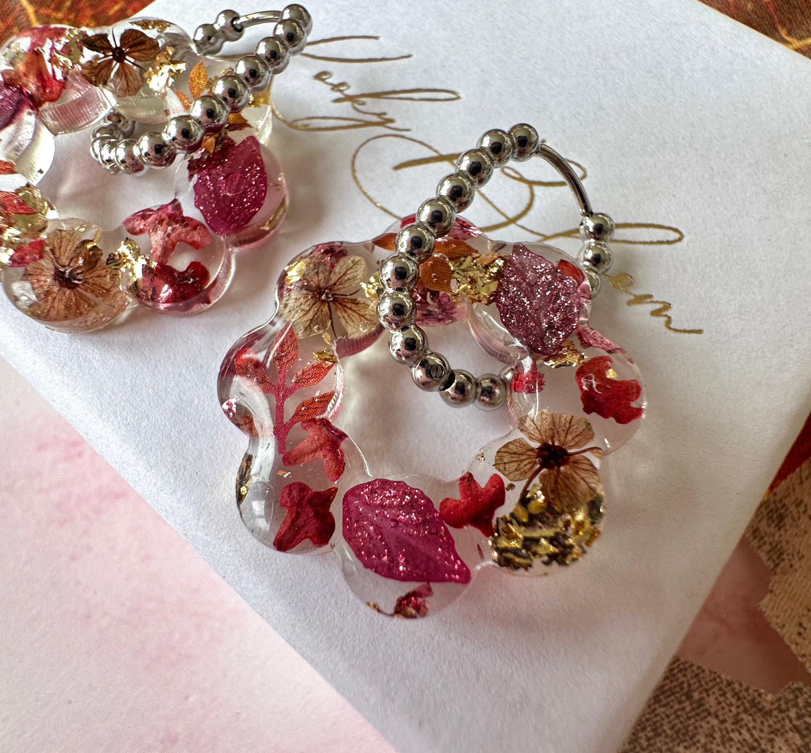 Autumn wreath bloom earrings