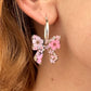 Pink Lilac Bloom Bow Hoop earrings.