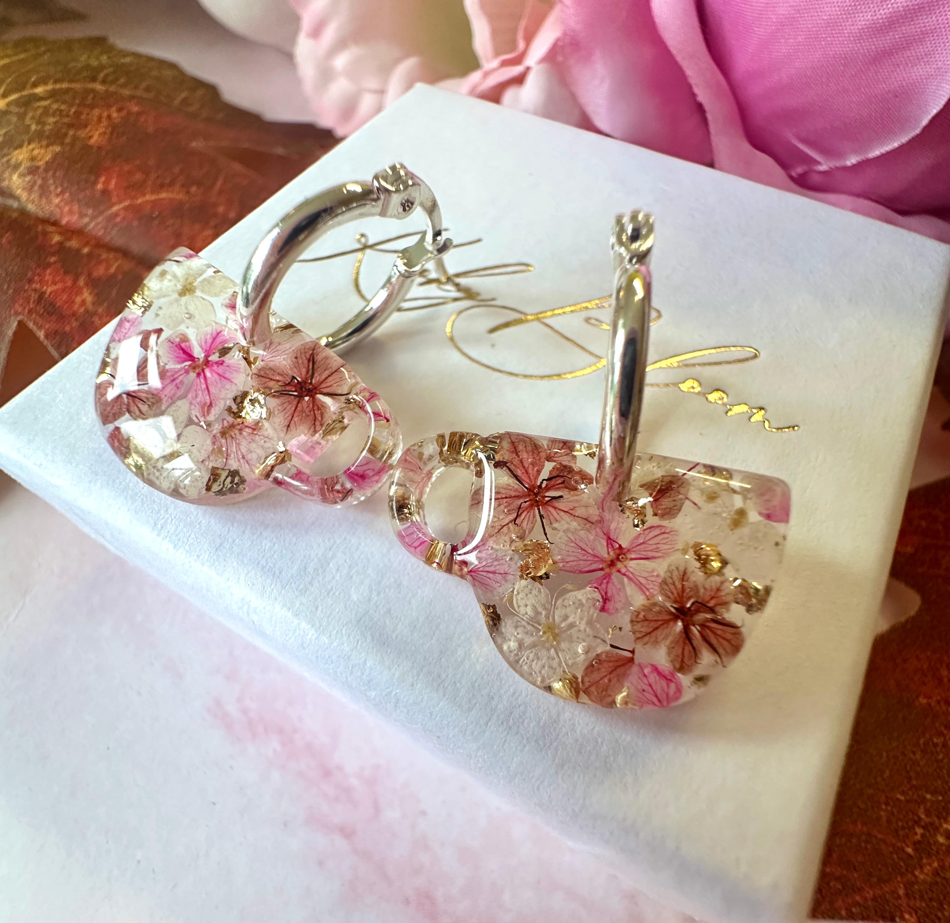 Autumn Brew Bloom flower teacup earrings.