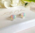 925 sterling silver Pastel Colourful Seashell stud earrings.
