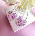 Lilac Rose Blossom Heart earrings.