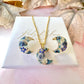 Gold Blue Moon Forget me not flower Necklace