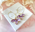 Gold Half flower Hoop earrings.