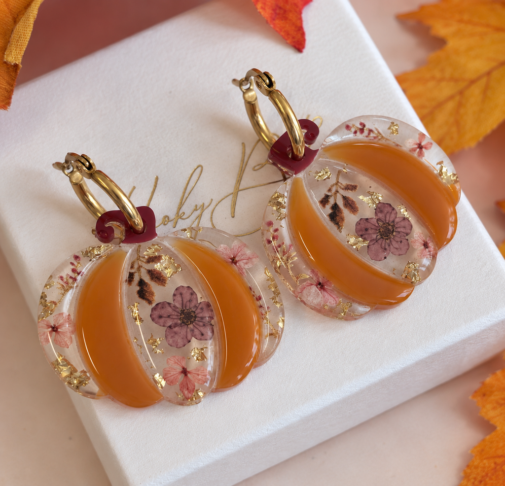Large woodland Pumpkin earrings.