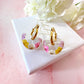 Blossom scallop semi circle bloom earrings.