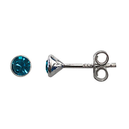925 sterling Silver BirthStone Birth Month stud earrings.