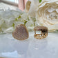 Gold CZ caged back Heart earrings.