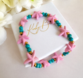 Turquoise & Pink Starfish bead stretch bracelet.