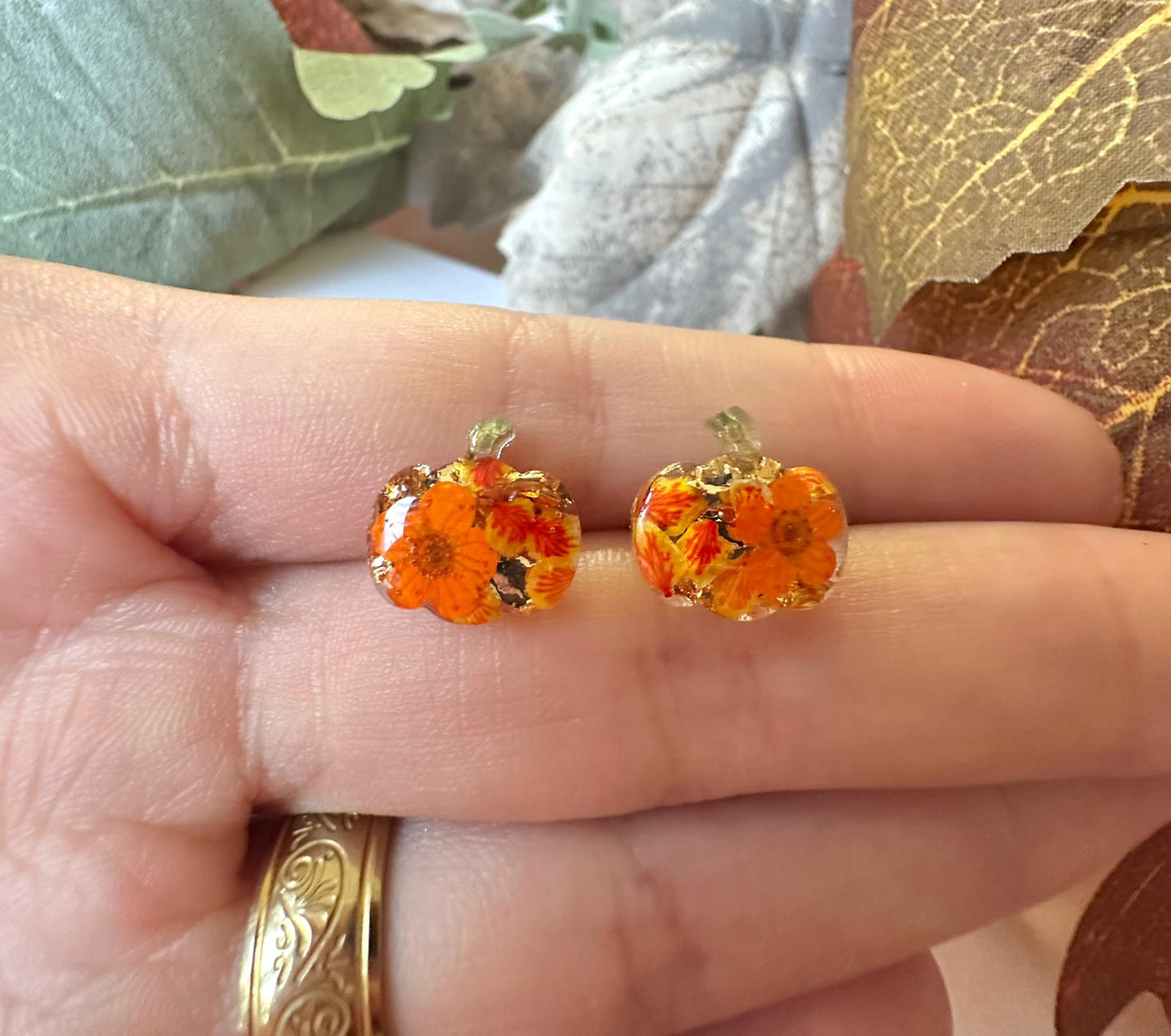 Tiny Bloom Pumpkin 925 sterling silver Studs