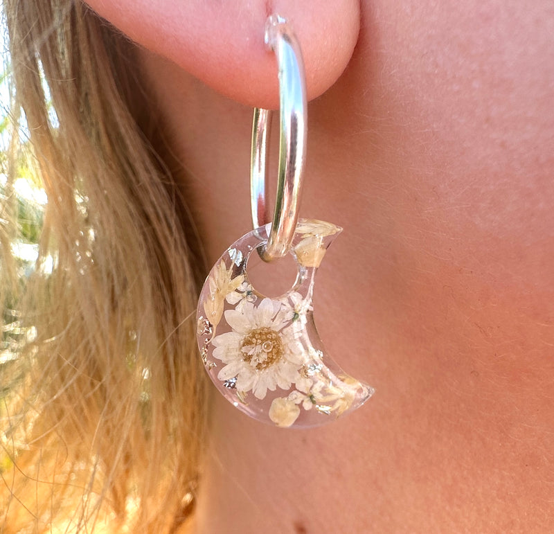 Harvest moon real flower earrings.