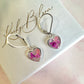 * Limited Edition * 925 sterling silver Pink Petal heart huggie earrings.