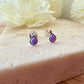 925 sterling silver Purple Opal tiny teardrop stud earrings