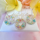 Silver Pastel confetti flower Heart necklace.