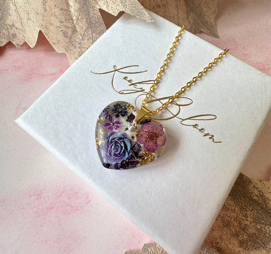 Gold Nightshade heart necklace