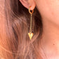 Gold Drop chain Heart huggie hoop earrings.