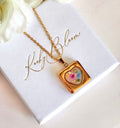 Gold Meadow mosaic heart bloom necklace.