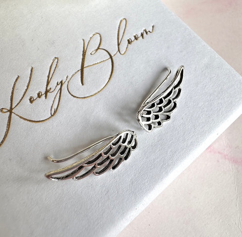 925 sterling silver angel wing ear climbers