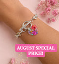 Silver Summer bloom heart toggle clasp bracelet.